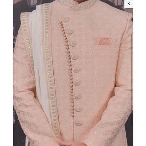 Men’s Sherwani in Peach & Off-White